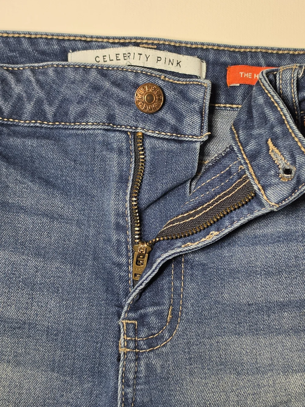 Celebrity Pink Distressed Cuffed Blue Denim Shorts